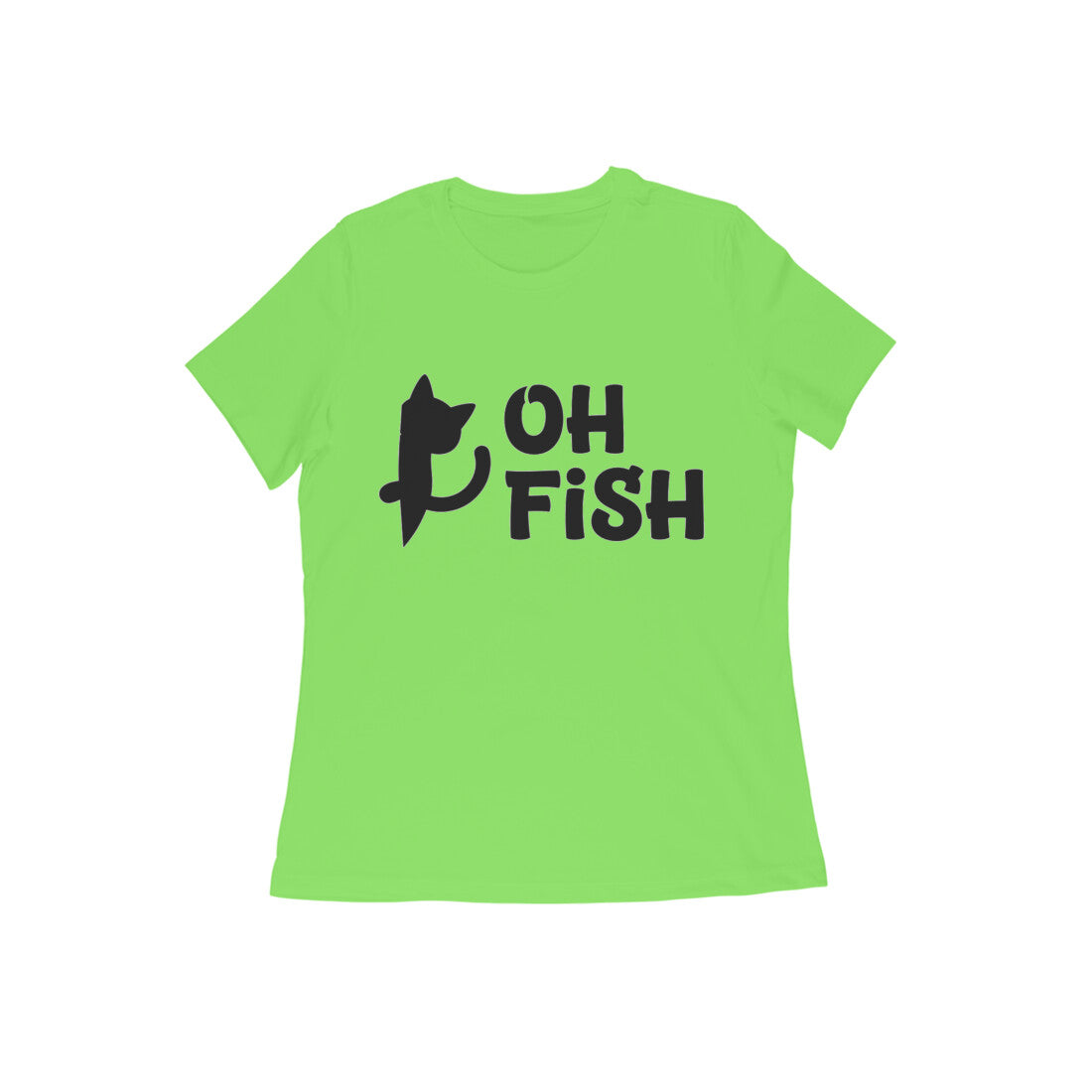Liril Green Oh Fish Cat Women's T-Shirt - Funny Minimalist Kitty Quote Apparel Tshirt