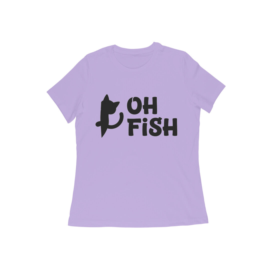 Iris Lavender Oh Fish Cat Women's T-Shirt - Funny Minimalist Kitty Quote Apparel Tshirt