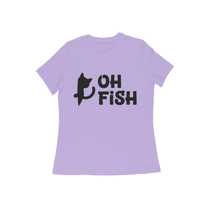 Iris Lavender Oh Fish Cat Women's T-Shirt - Funny Minimalist Kitty Quote Apparel Tshirt