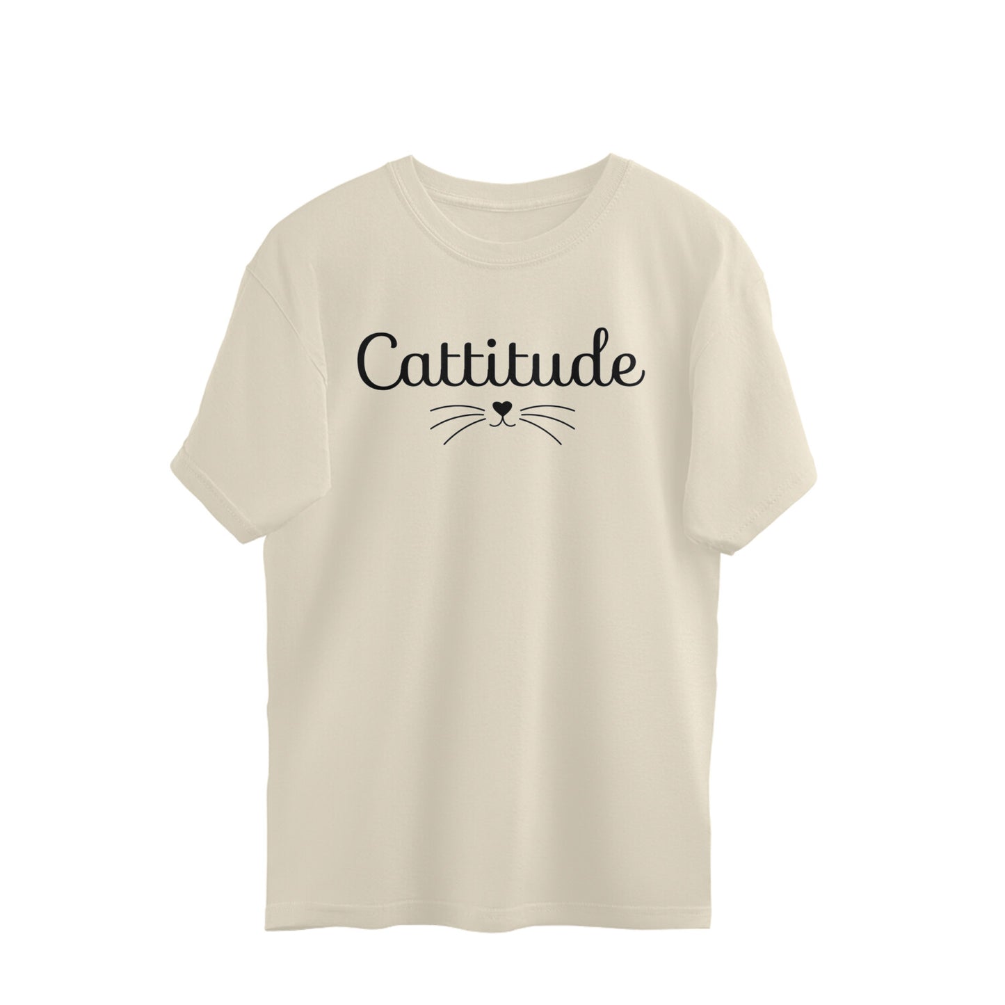 Off White Cattitude Script Design - Funny Cat Lover Quote Oversized T-Shirt Oversized Tshirt