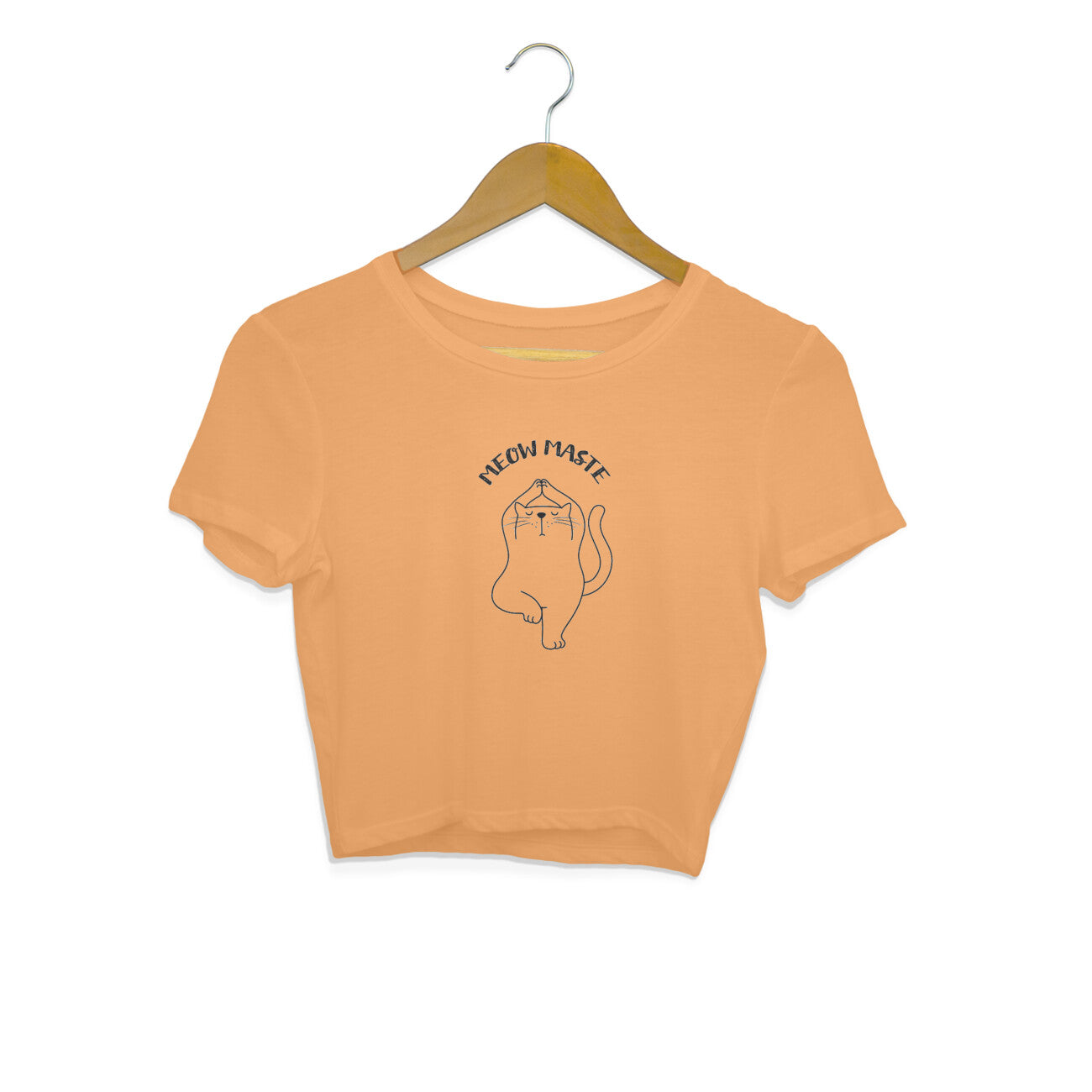 Mustard Yellow Meow Maste Cat Yoga Crop Top - Funny Minimalist Line Art Kitten Fitness Crop Top Crop Top