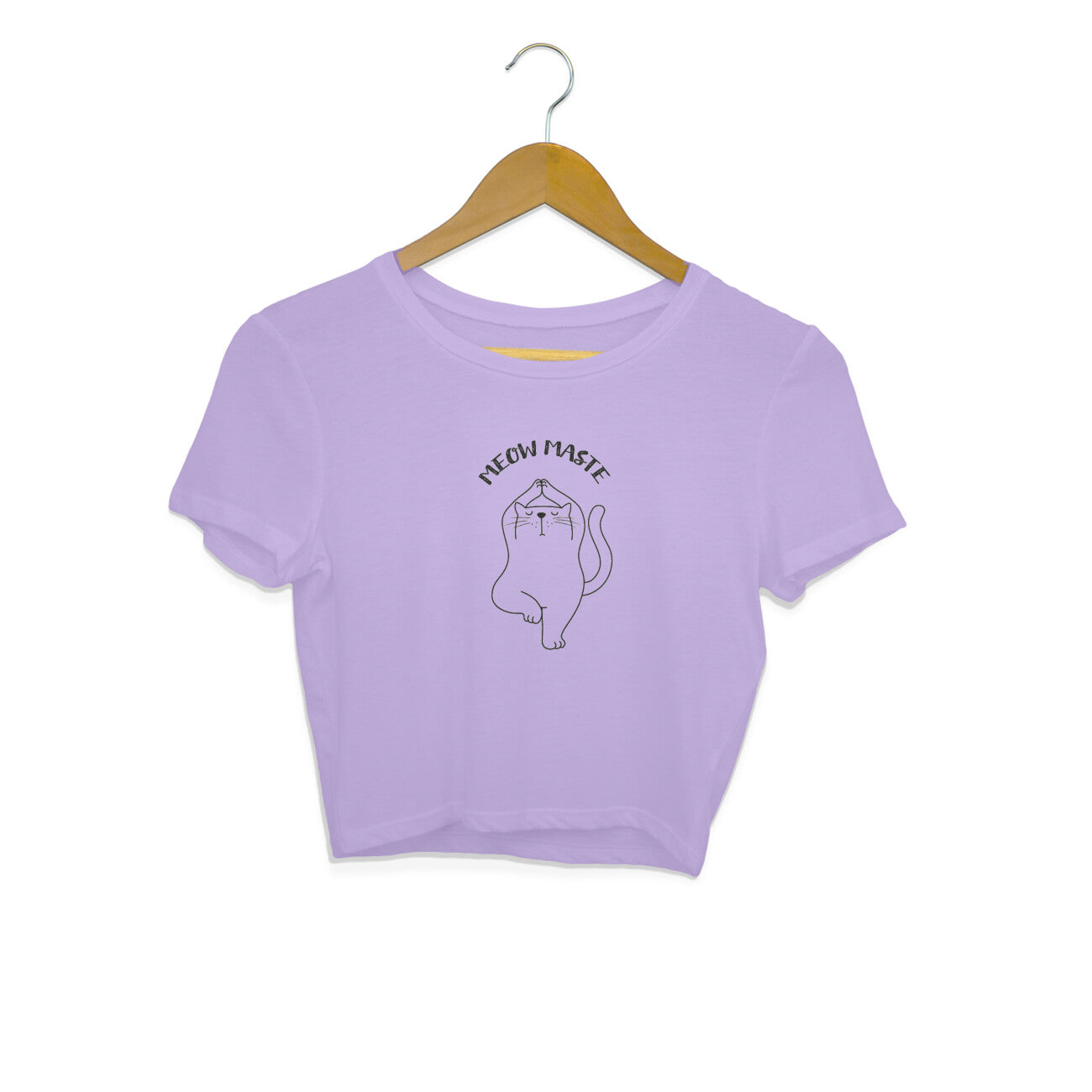 Iris Lavender Meow Maste Cat Yoga Crop Top - Funny Minimalist Line Art Kitten Fitness Crop Top Crop Top