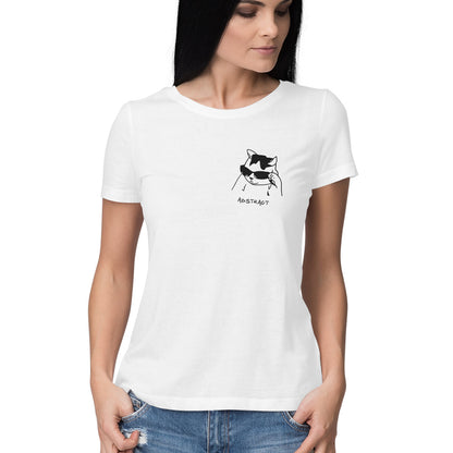 White Sassy Cool Cat Sunglasses Abstract Line Art Women's Half Sleeve TShirt Tshirt