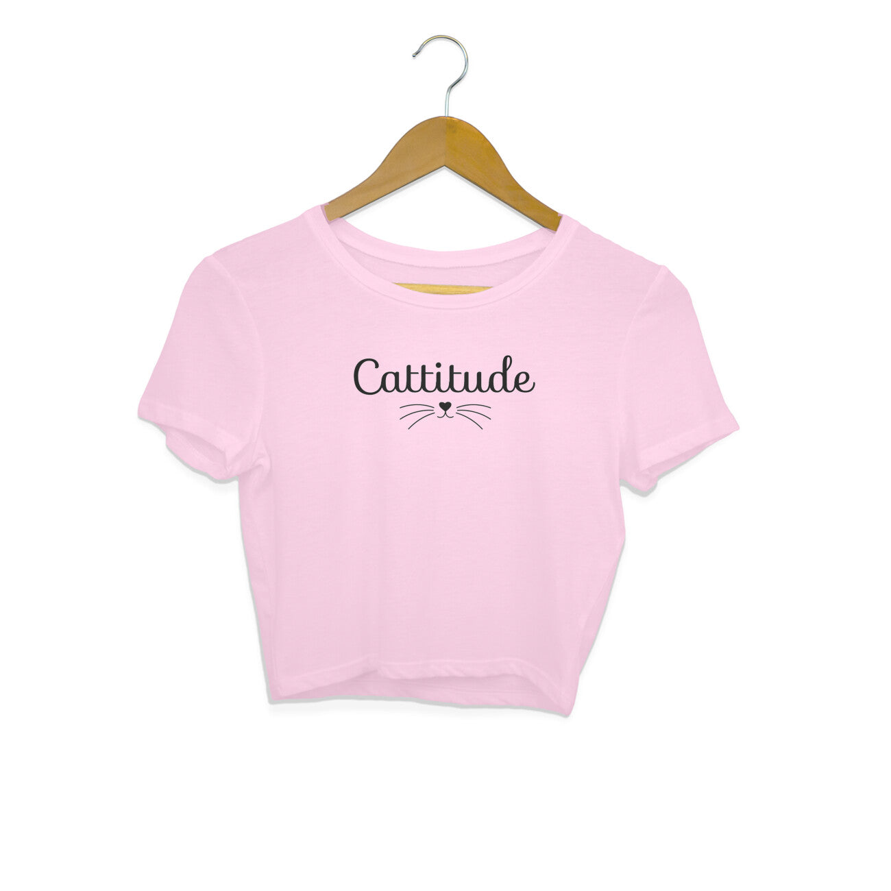Light Pink Cattitude Heart Nose Minimalist Women's Crop Top for Cat Moms Crop Top