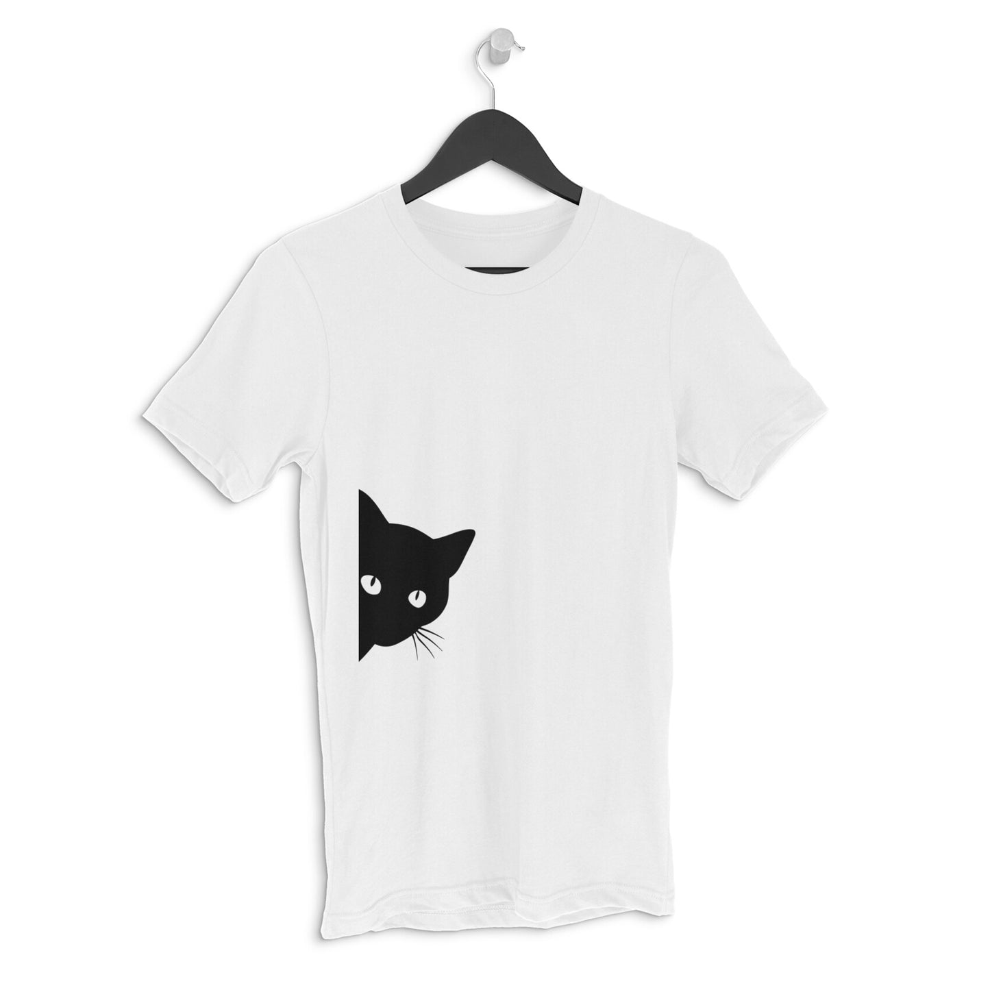 White Peeking Black Cat Silhouette Men's Half Sleeve TShirt | Curious Minimalist Graphic Tee Tshirt