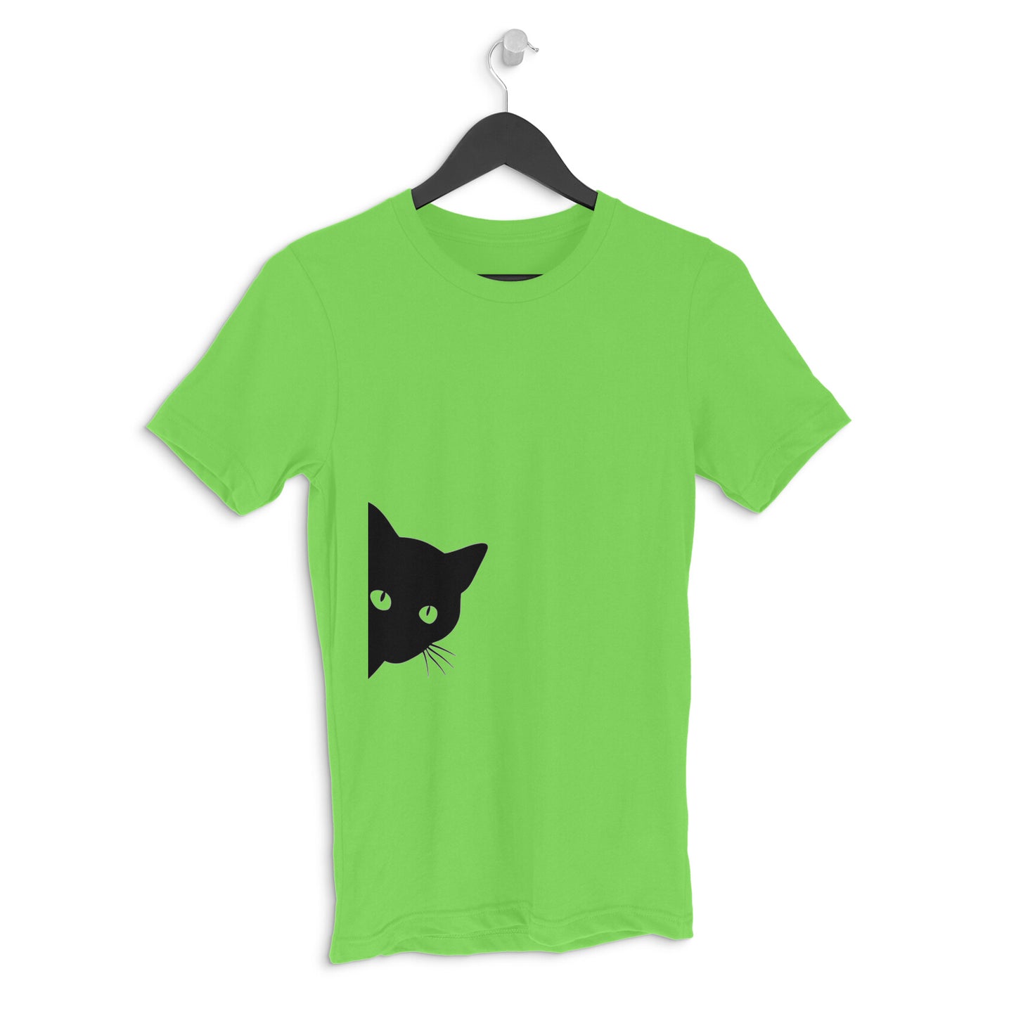 Liril Green Peeking Black Cat Silhouette Men's Half Sleeve TShirt | Curious Minimalist Graphic Tee Tshirt