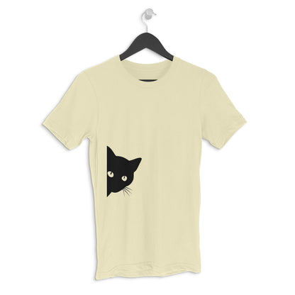 Almond Peeking Black Cat Silhouette Men's Half Sleeve TShirt | Curious Minimalist Graphic Tee Tshirt