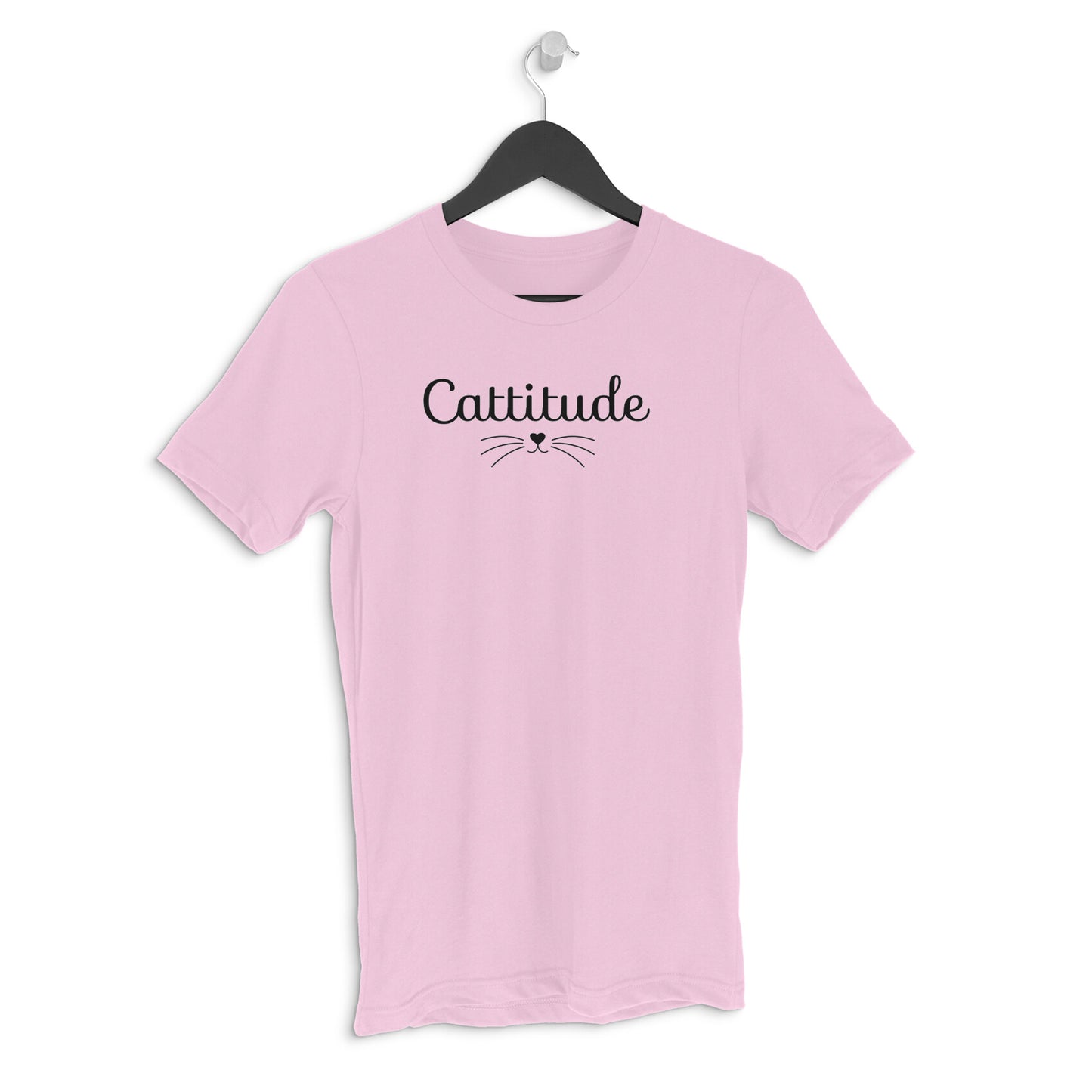 Light Pink Cattitude Minimalist Typography Funny Cat Whiskers Men's Half Sleeve T-Shirt Tshirt