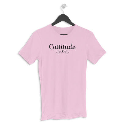 Light Pink Cattitude Minimalist Typography Funny Cat Whiskers Men's Half Sleeve T-Shirt Tshirt