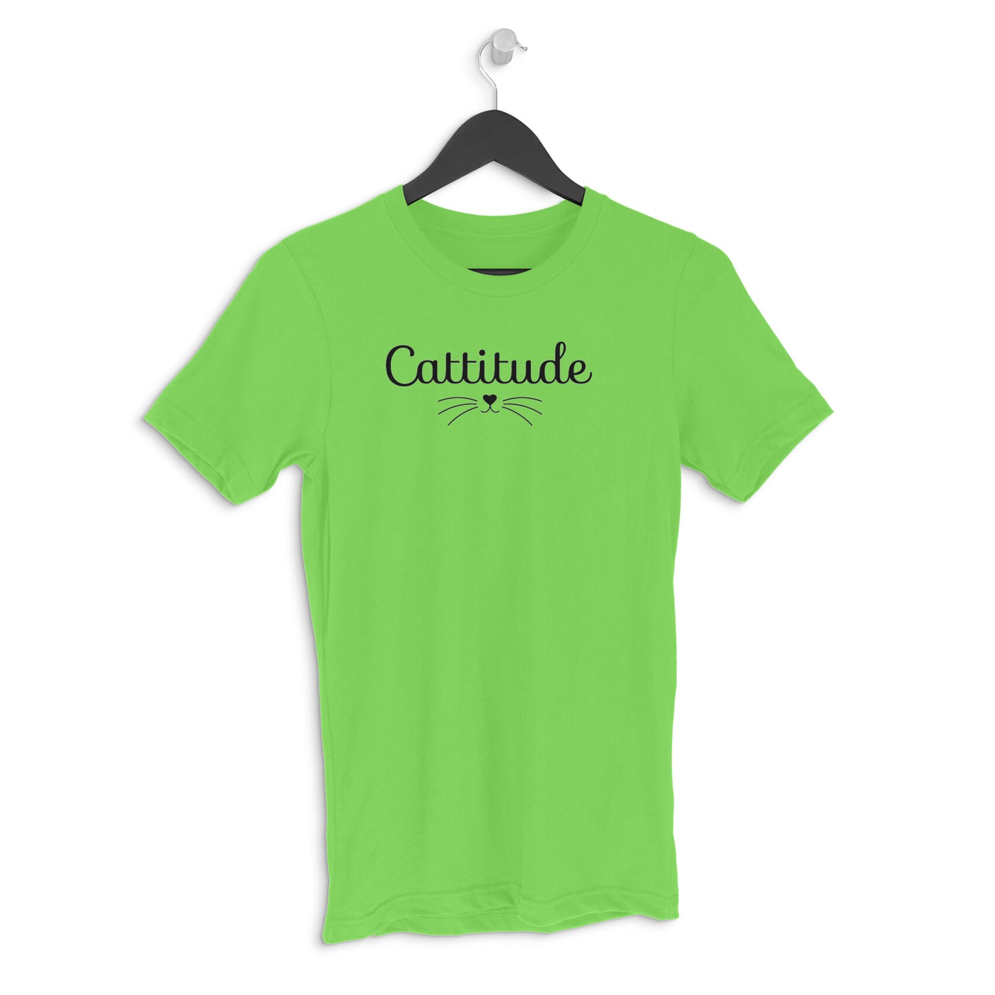 Liril Green Cattitude Minimalist Typography Funny Cat Whiskers Men's Half Sleeve T-Shirt Tshirt
