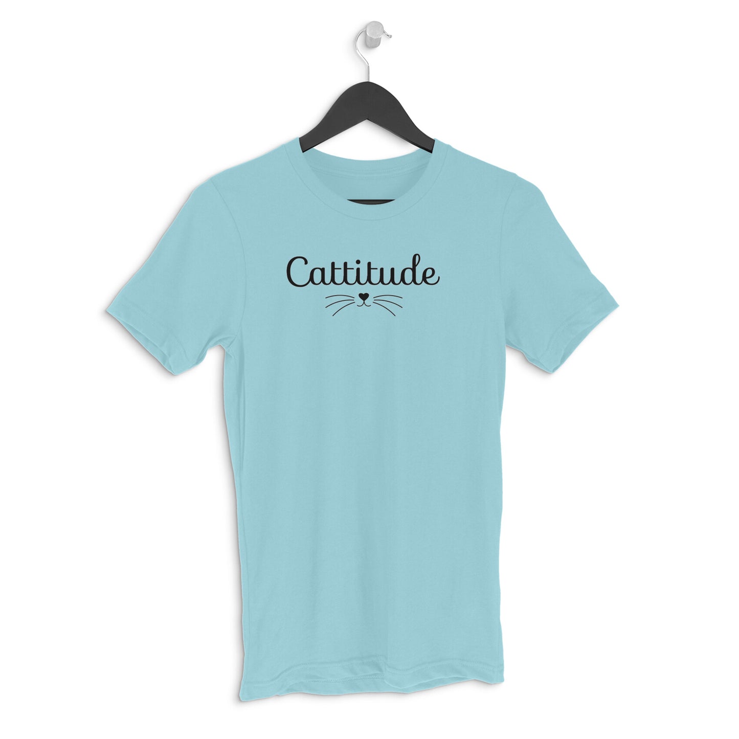 Surf Blue Cattitude Minimalist Typography Funny Cat Whiskers Men's Half Sleeve T-Shirt Tshirt