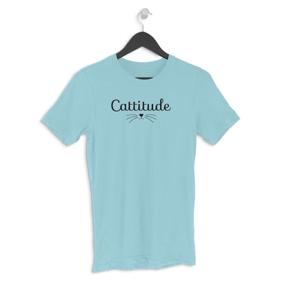 Surf Blue Cattitude Minimalist Typography Funny Cat Whiskers Men's Half Sleeve T-Shirt Tshirt