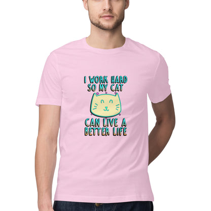 Light Pink I Work Hard So My Cat Can Live A Better Life - Neon Cat Lover TShirt Tshirt