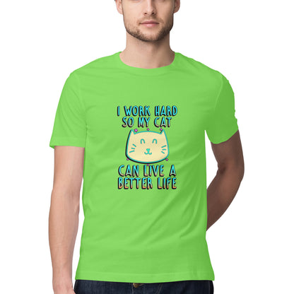 Liril Green I Work Hard So My Cat Can Live A Better Life - Neon Cat Lover TShirt Tshirt