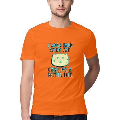 Orange I Work Hard So My Cat Can Live A Better Life - Neon Cat Lover TShirt Tshirt