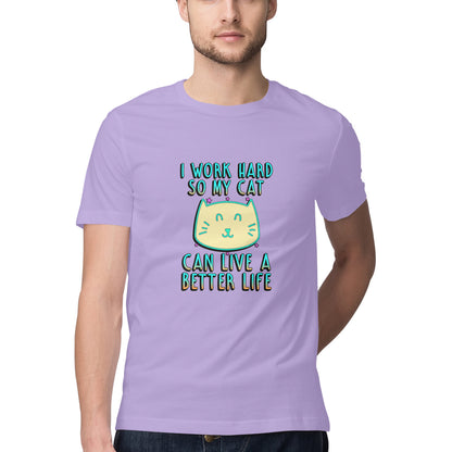 Iris Lavender I Work Hard So My Cat Can Live A Better Life - Neon Cat Lover TShirt Tshirt