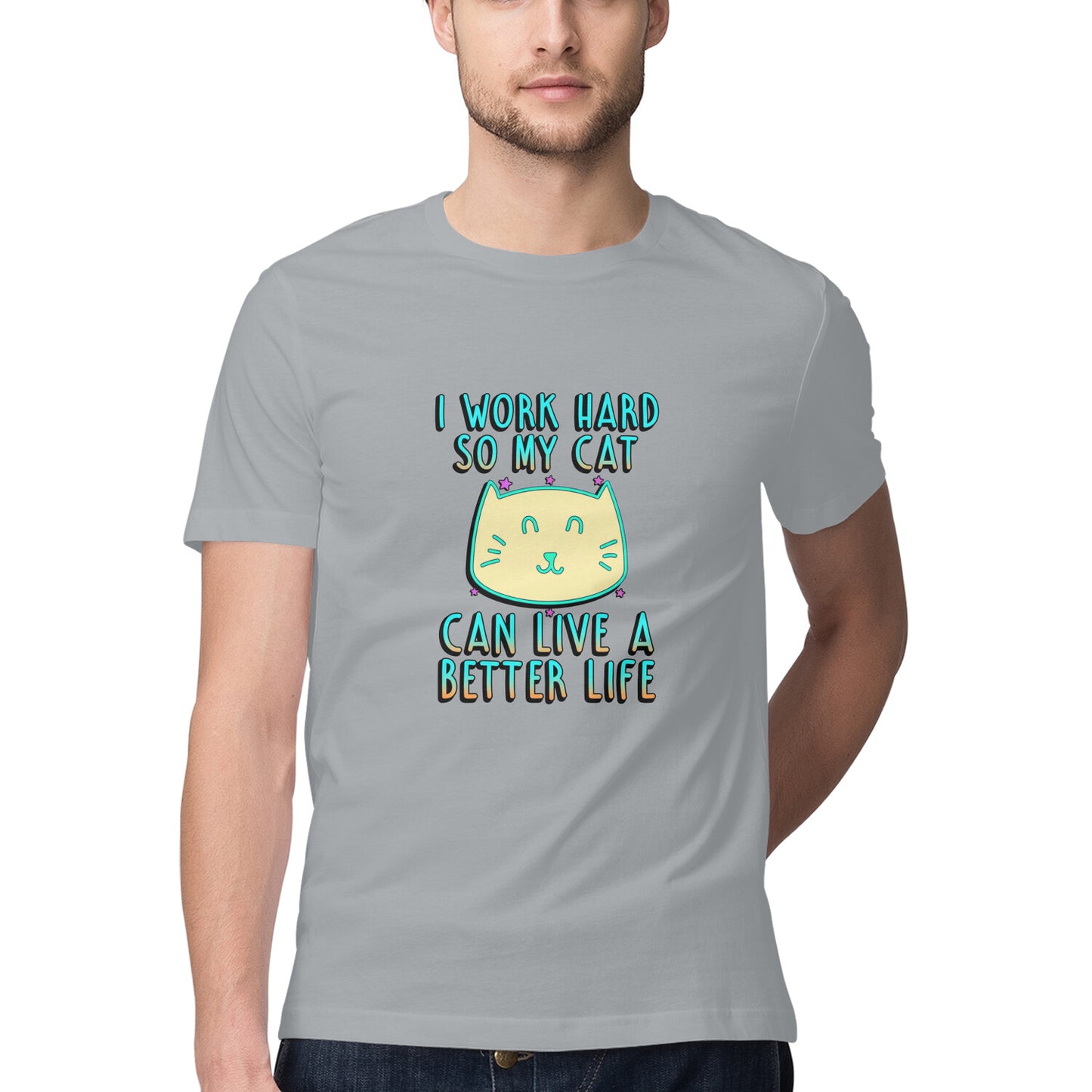 Silver Frost I Work Hard So My Cat Can Live A Better Life - Neon Cat Lover TShirt Tshirt