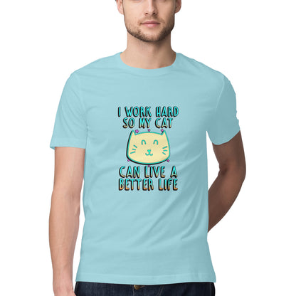 Surf Blue I Work Hard So My Cat Can Live A Better Life - Neon Cat Lover TShirt Tshirt