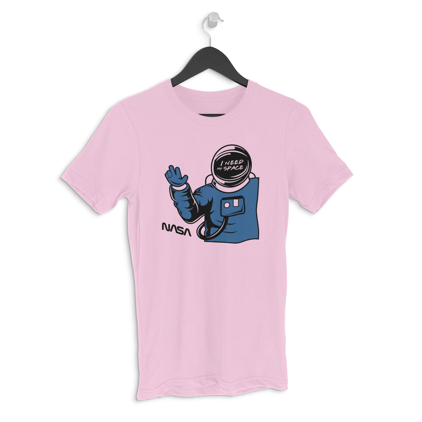 Light Pink "I Need My Space" Funny Astronaut Retro Cartoon Men's T-Shirt | Introvert Gag Tee Tshirt