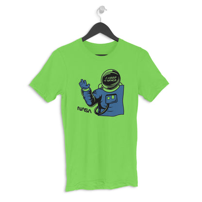 Liril Green "I Need My Space" Funny Astronaut Retro Cartoon Men's T-Shirt | Introvert Gag Tee Tshirt