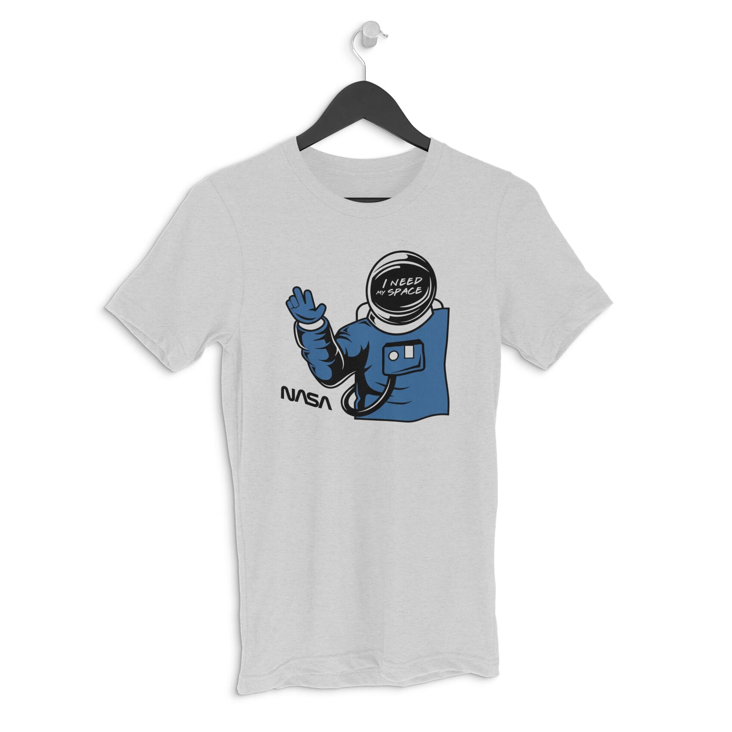 Melange Grey "I Need My Space" Funny Astronaut Retro Cartoon Men's T-Shirt | Introvert Gag Tee Tshirt