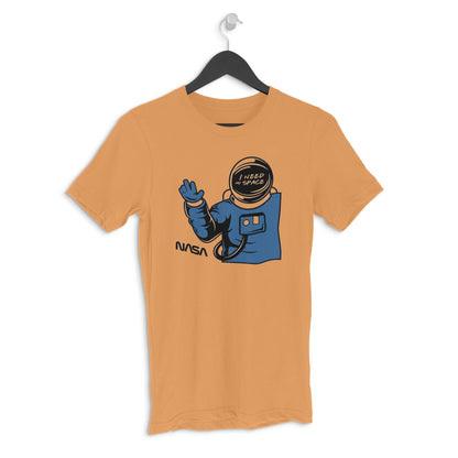 Mustard Yellow "I Need My Space" Funny Astronaut Retro Cartoon Men's T-Shirt | Introvert Gag Tee Tshirt
