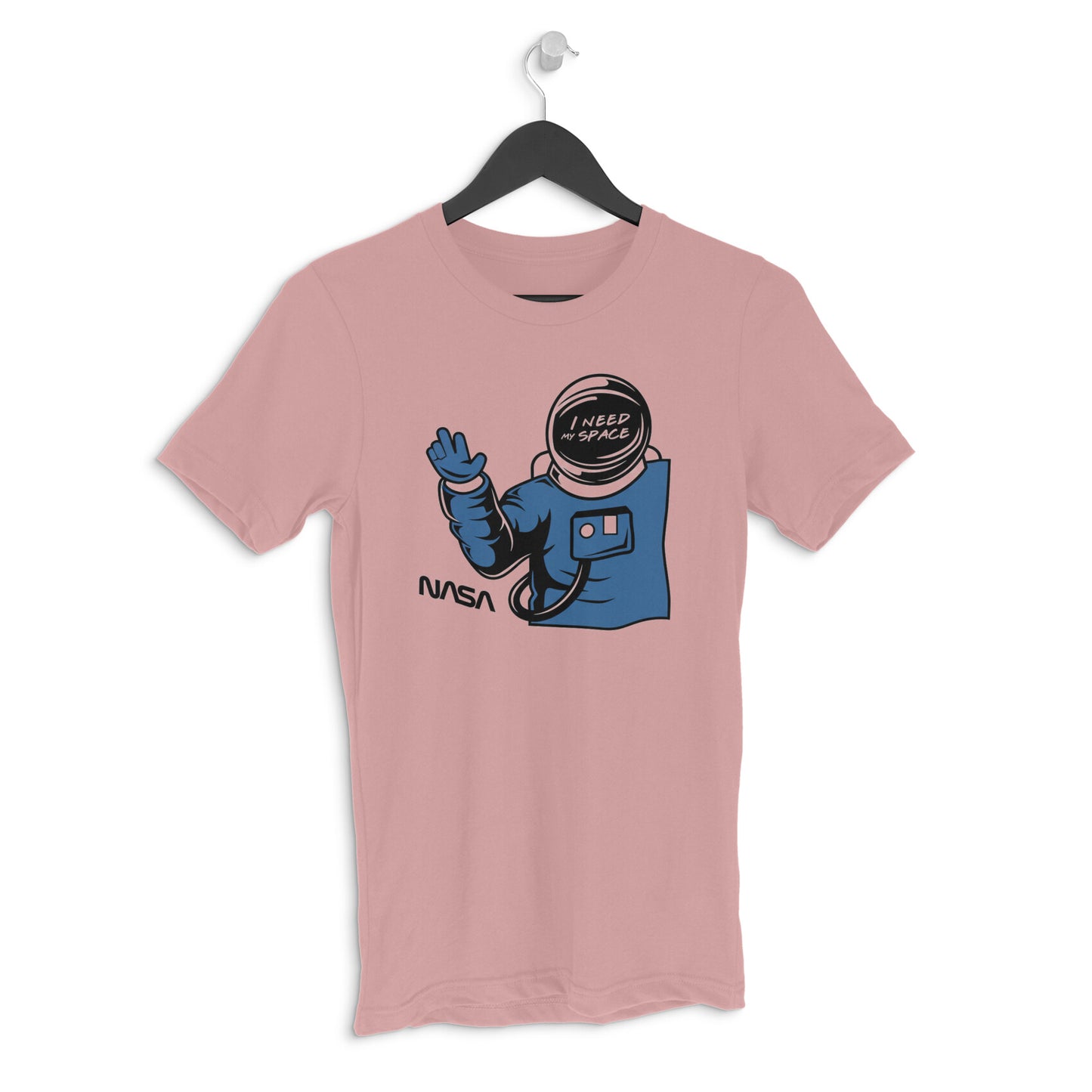 Pastel Dusty "I Need My Space" Funny Astronaut Retro Cartoon Men's T-Shirt | Introvert Gag Tee Tshirt
