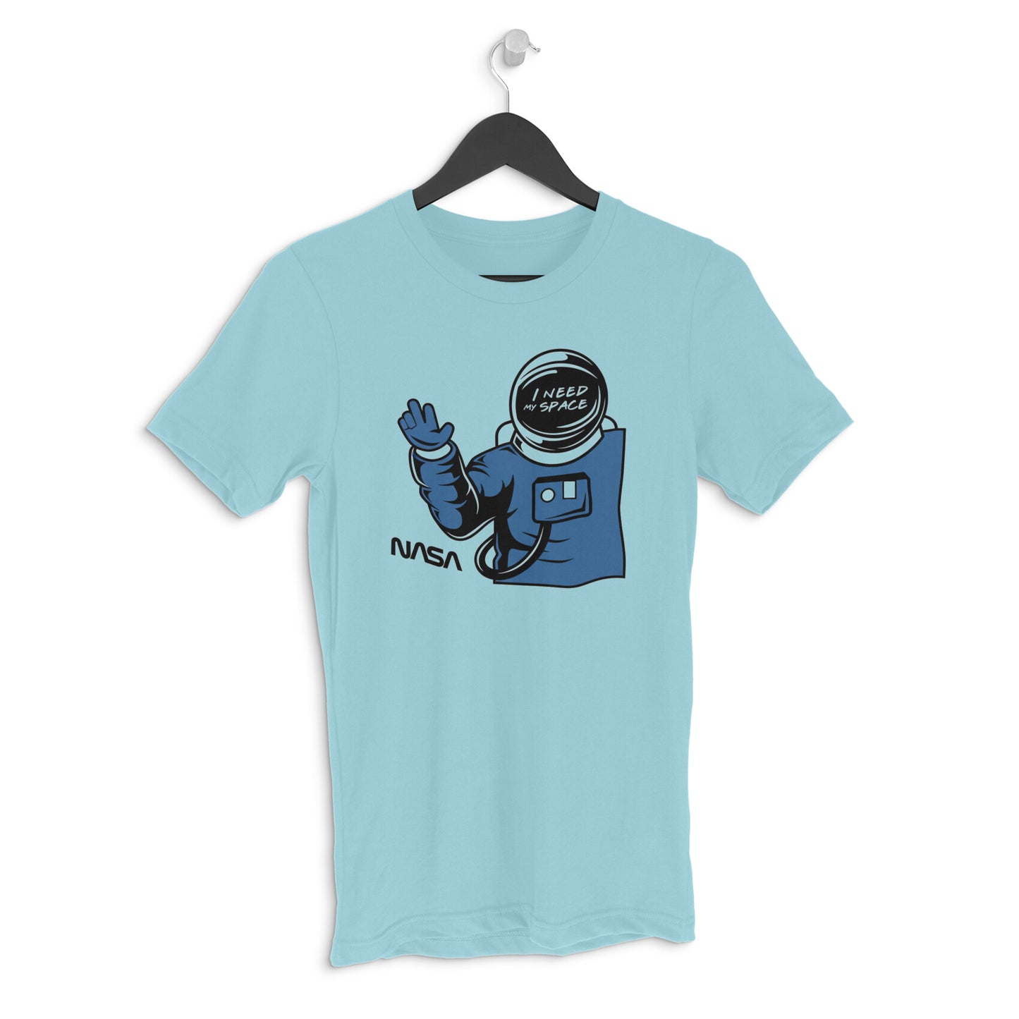 Surf Blue "I Need My Space" Funny Astronaut Retro Cartoon Men's T-Shirt | Introvert Gag Tee Tshirt
