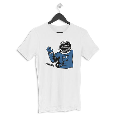 White "I Need My Space" Funny Astronaut Retro Cartoon Men's T-Shirt | Introvert Gag Tee Tshirt