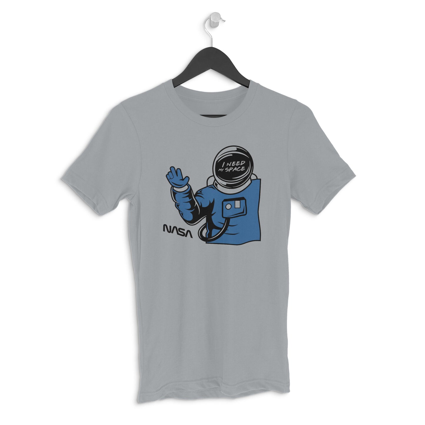 Silver Frost "I Need My Space" Funny Astronaut Retro Cartoon Men's T-Shirt | Introvert Gag Tee Tshirt