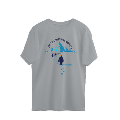 Silver Frost M Motivational Penguin March - Off To Something Greater Graphic Merchandise Tshirt