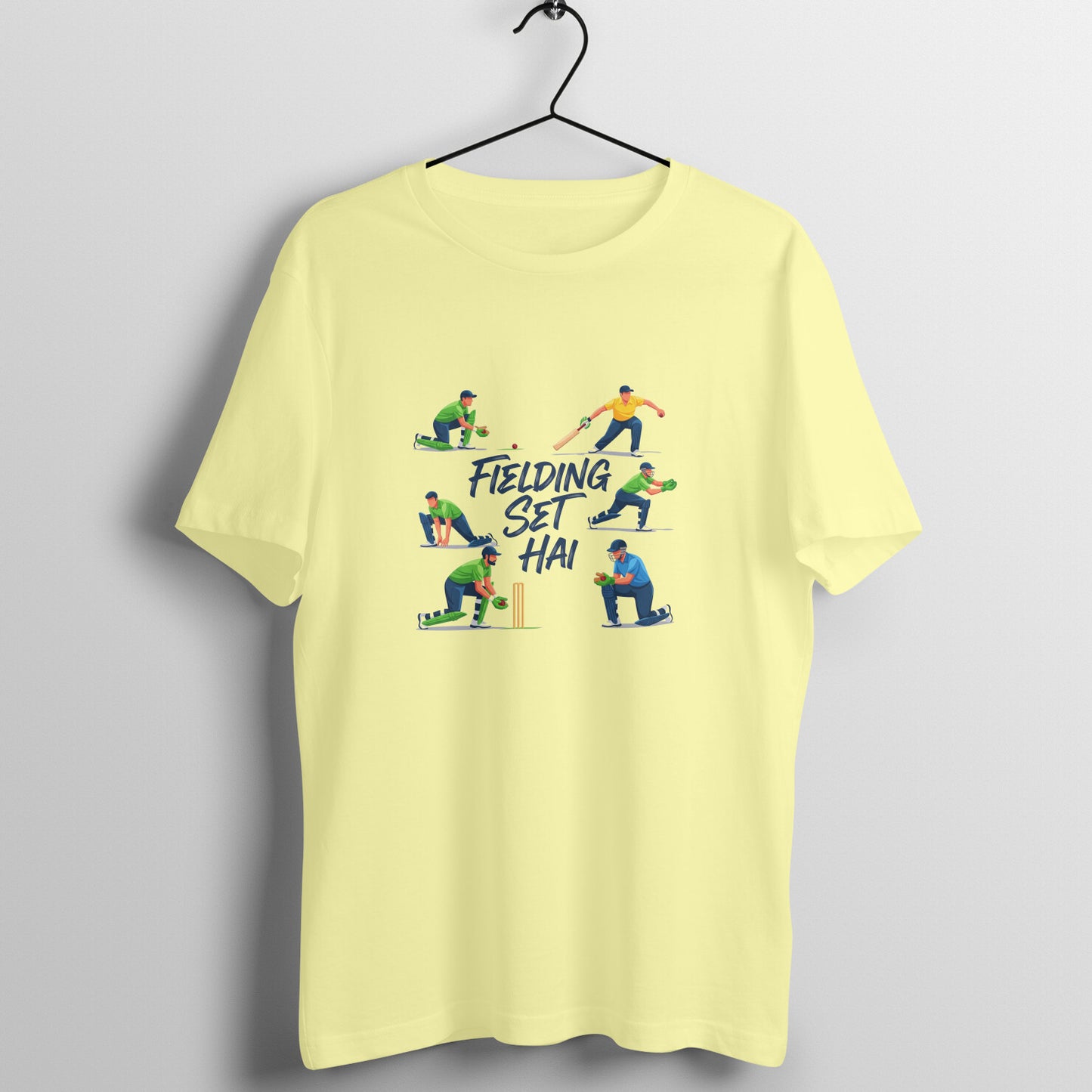 Butter Yellow Fielding Set Hai Cricket Sarcasm Mens Tshirt Tshirt