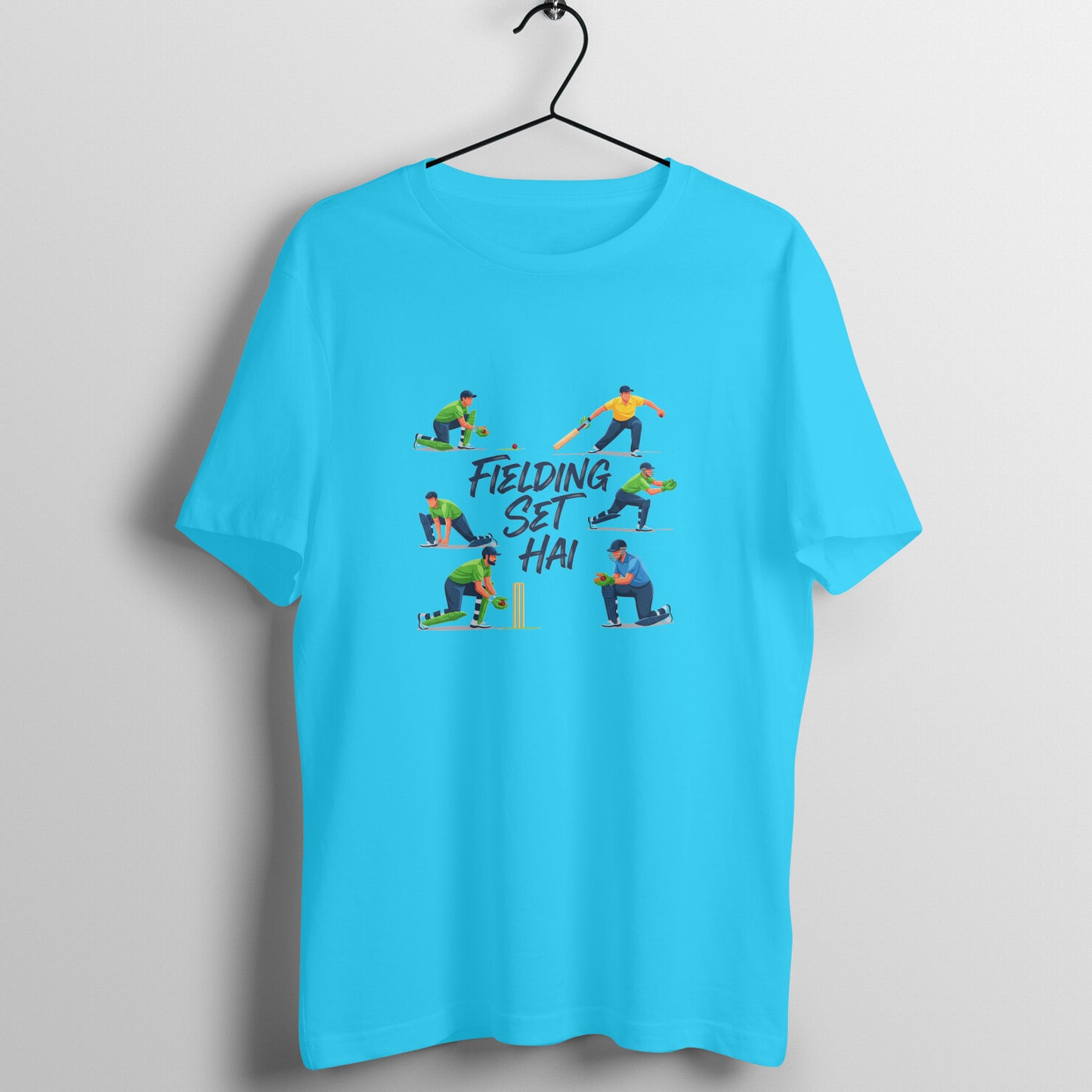 Sky Blue Fielding Set Hai Cricket Sarcasm Mens Tshirt Tshirt