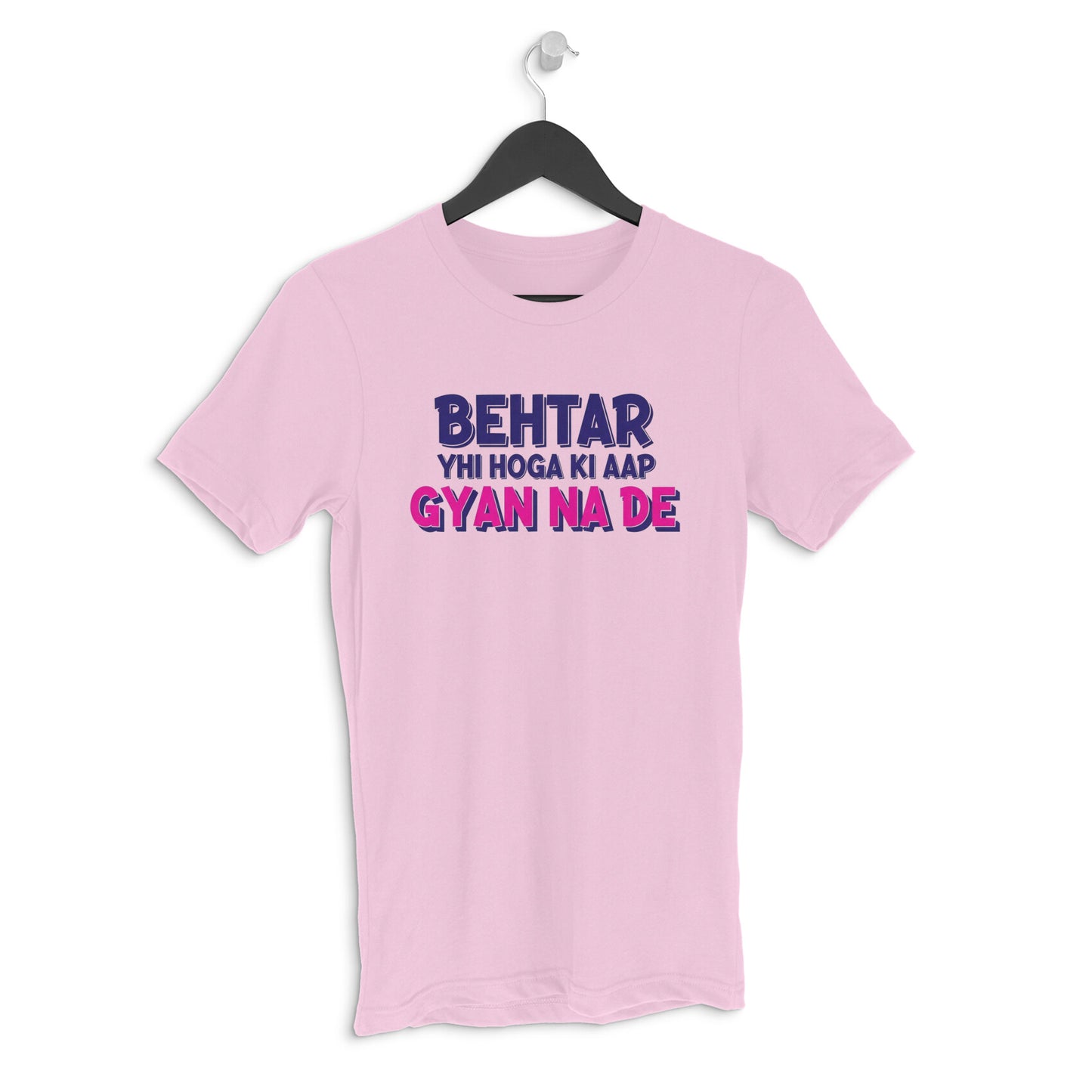 Light Pink AAP GYAN NA DE 100% Cotton Slim Fit Casual Tshirt