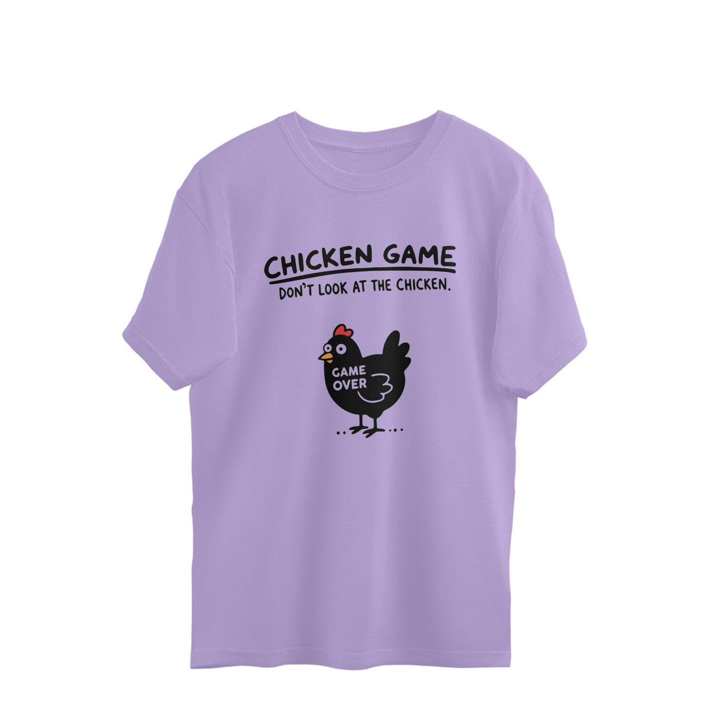 Iris Lavender Chicken Game Don't Look At The Chicken Funny Meme Oversized T-Shirt Tshirt