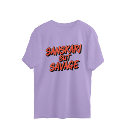 Iris Lavender Sanskari But Savage Oversized T-Shirt | Premium Cotton Tee Oversized Tshirt