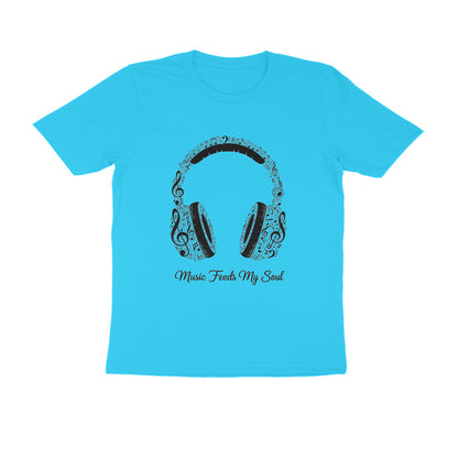 Sky Blue Music Feeds My Soul Headphone Graphic T-Shirt | Music Lover Tee Tshirt