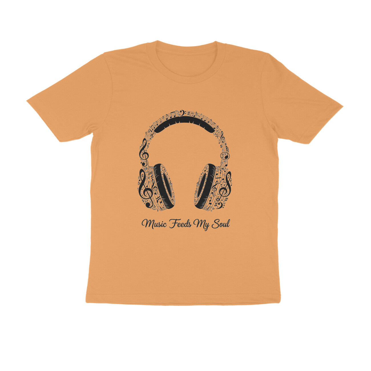 Mustard Yellow Music Feeds My Soul Headphone Graphic T-Shirt | Music Lover Tee Tshirt