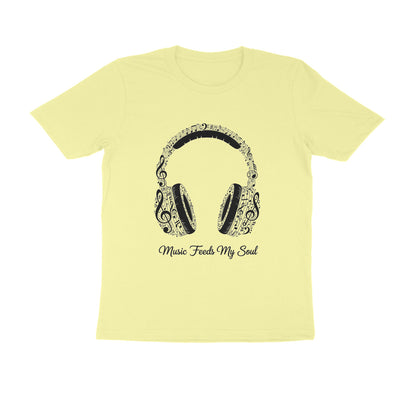 Butter Yellow Music Feeds My Soul Headphone Graphic T-Shirt | Music Lover Tee Tshirt