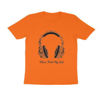Orange Music Feeds My Soul Headphone Graphic T-Shirt | Music Lover Tee Tshirt
