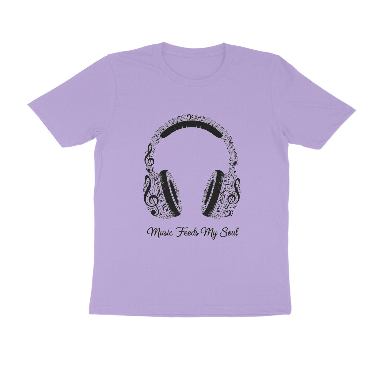 Iris Lavender Music Feeds My Soul Headphone Graphic T-Shirt | Music Lover Tee Tshirt