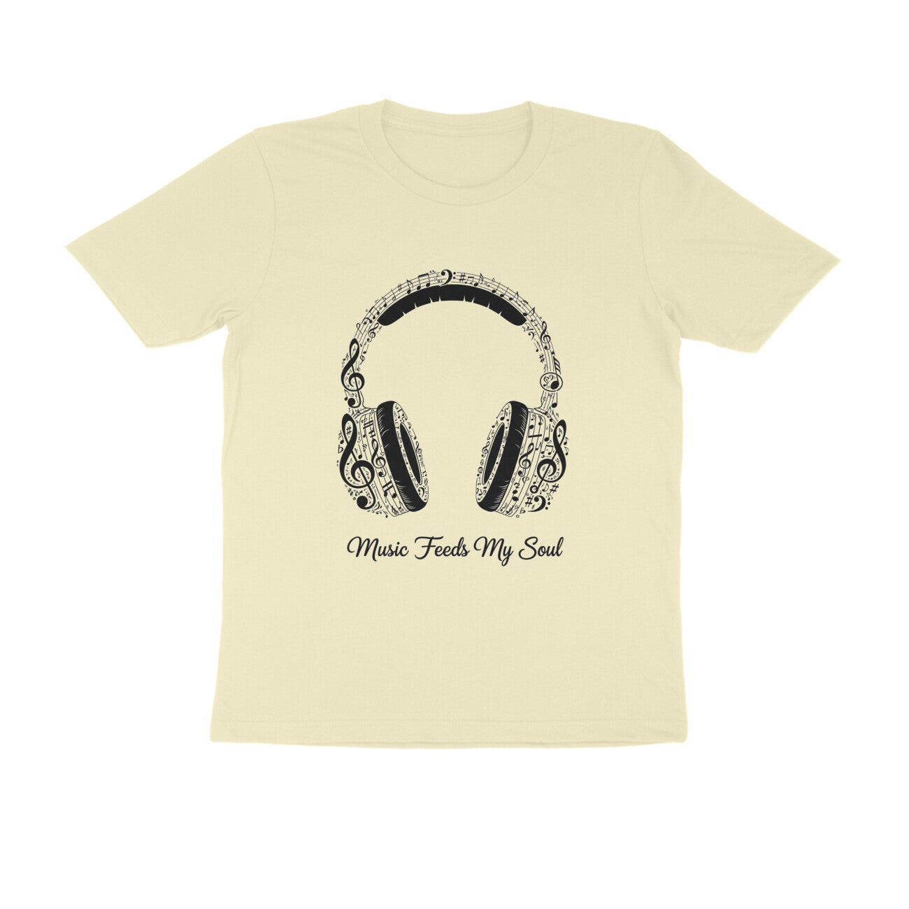 Almond Music Feeds My Soul Headphone Graphic T-Shirt | Music Lover Tee Tshirt