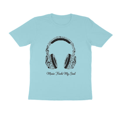 Surf Blue Music Feeds My Soul Headphone Graphic T-Shirt | Music Lover Tee Tshirt