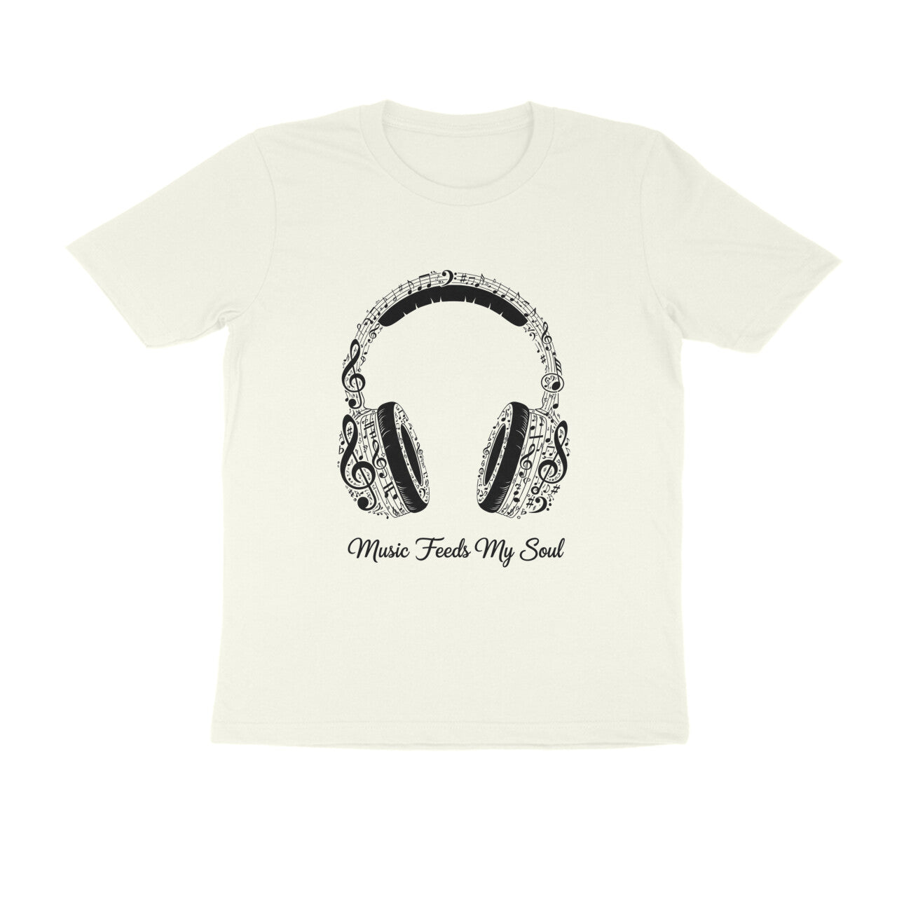 Ivory Music Feeds My Soul Headphone Graphic T-Shirt | Music Lover Tee Tshirt