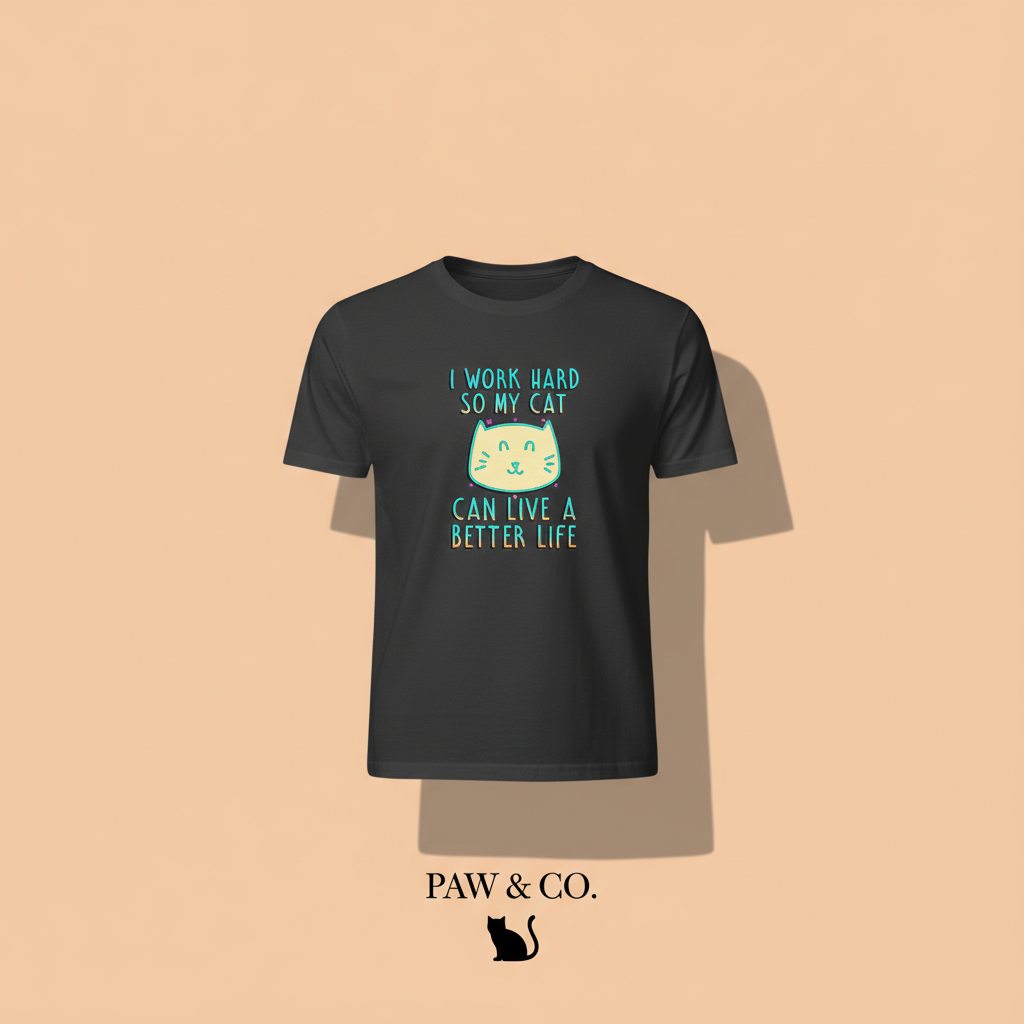 I Work Hard So My Cat Can Live A Better Life - Neon Cat Lover TShirt Tshirt