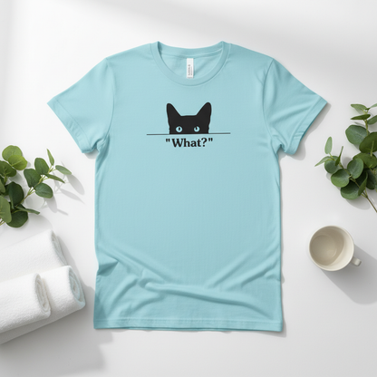 Peeking Black Cat 'What?' Funny Graphic Men's T-Shirt Tshirt