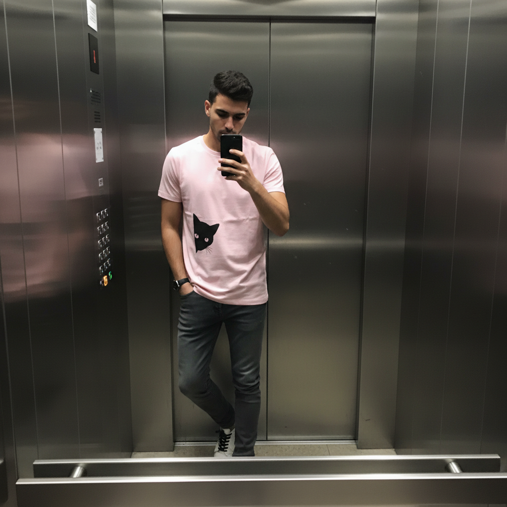 Peeking Black Cat Silhouette Men's Half Sleeve TShirt | Curious Minimalist Graphic Tee Tshirt