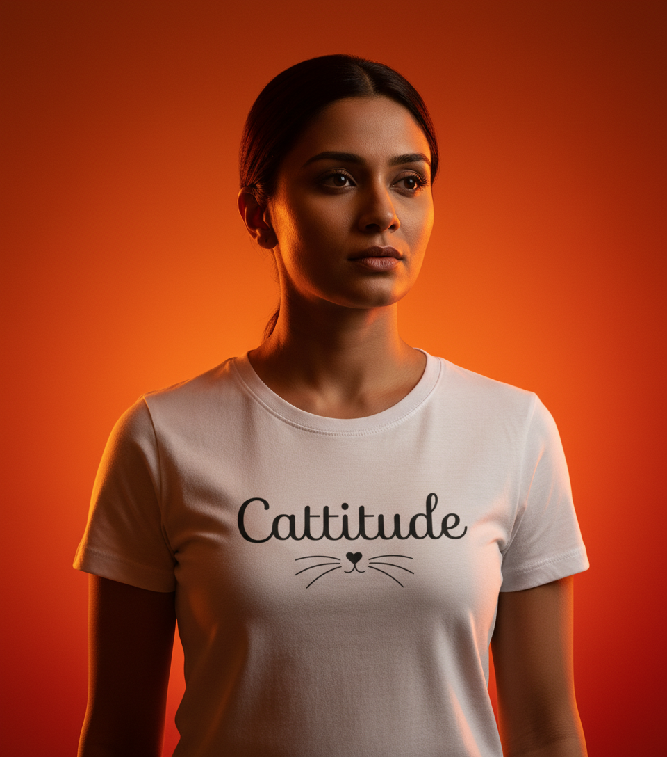 Sassy Cattitude Shirt - Minimalist Cat Lover Women's Half Sleeve TShirt Tshirt