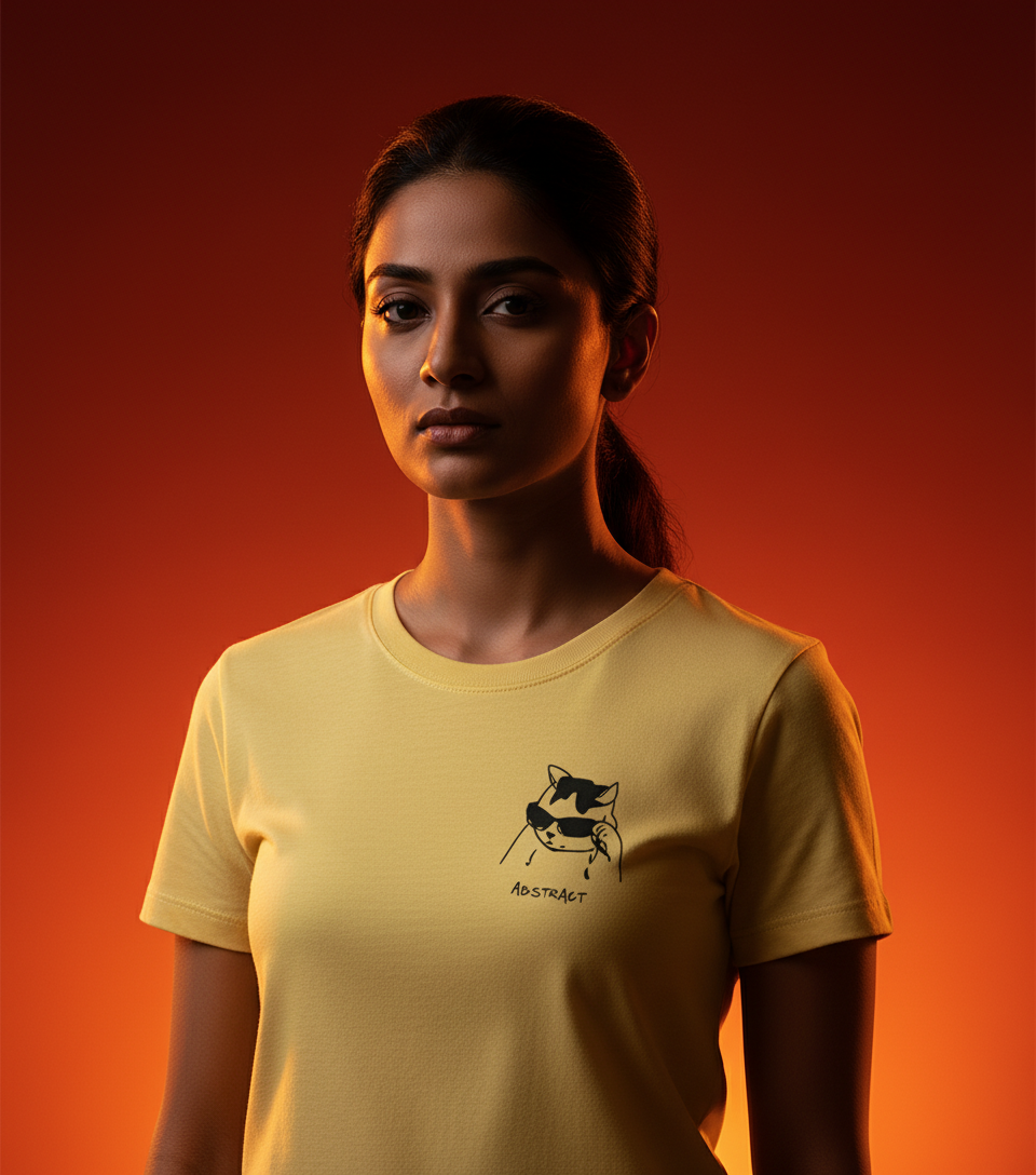 Sassy Cool Cat Sunglasses Abstract Line Art Women's Half Sleeve TShirt Tshirt