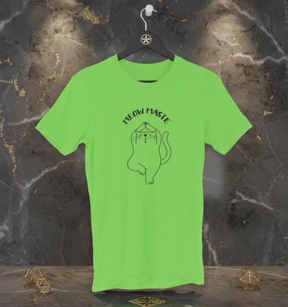 Meowmaste Yoga Cat T-Shirt for Men - Funny Fitness Line Art Tshirt